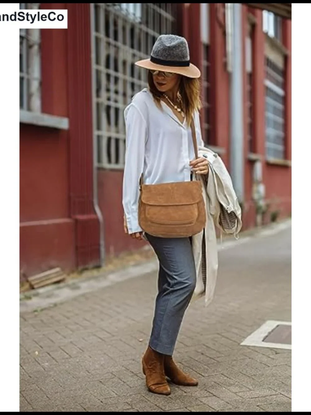 Vintage Suede Leather Crossbody Bag for Women, Travel Satchel Purse